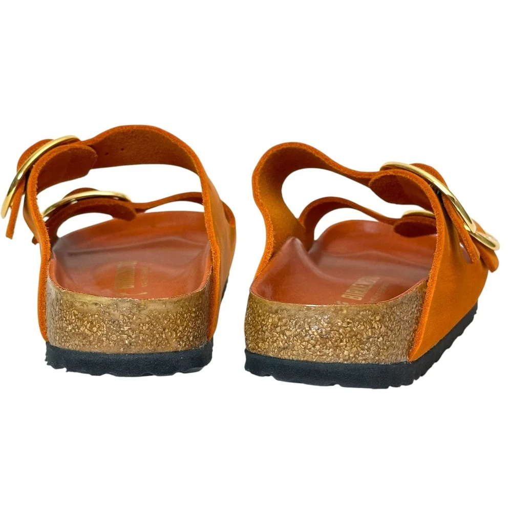Birkenstock Sandals Arizona Big Buckle Nubuck Leather Burnt Orange 38 Boho Chic - Picture 5 of 10